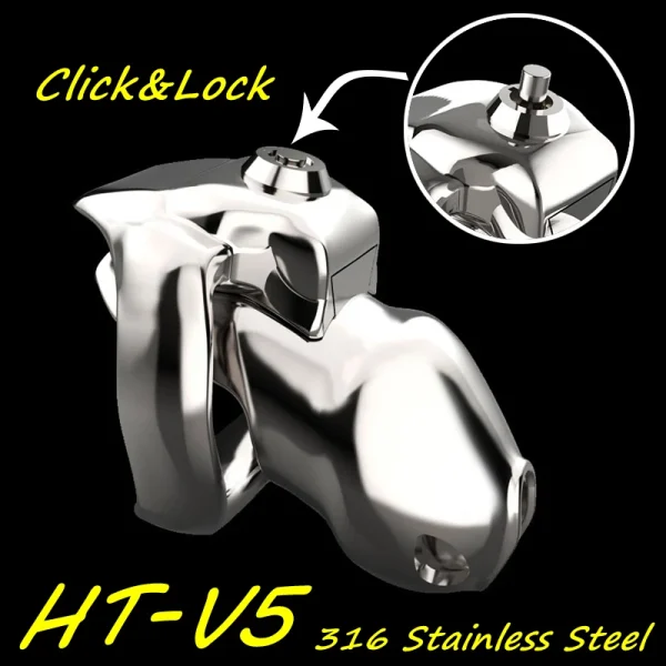 BLACKOUT 2022 316 Edelstahl Metall HT-V5 Click&Lock Keuschheitsgürtel für Männer, Peniskäfig, Penisring, Gürtel, Fetisch, Sexspielzeug für Erwachsene